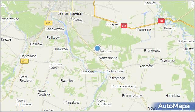 mapa Podtrzcianna, Podtrzcianna na mapie Targeo